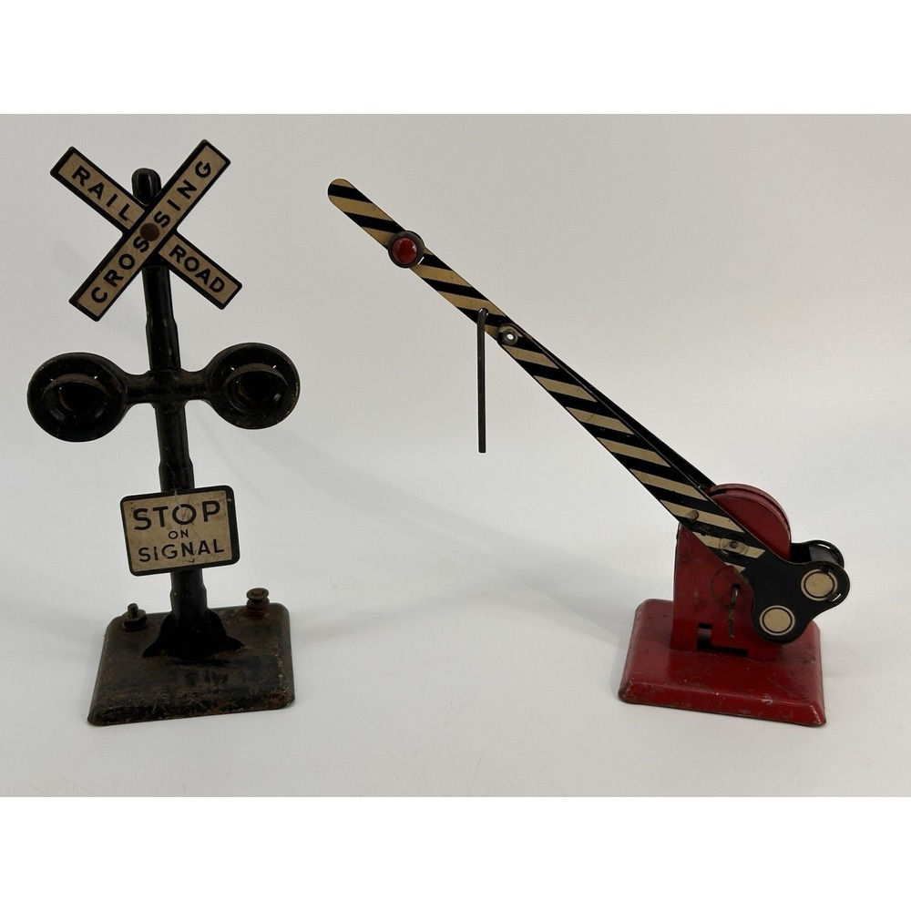 Vintage Louis Marx Twin Light Train‎ Crossing Signal & Crossing Gate
